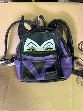Maleficent Loungefly Black and Purple Mini Backpack